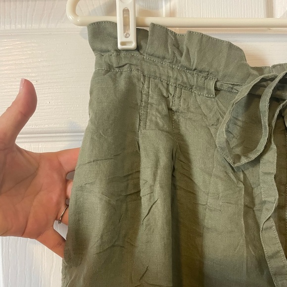 Magaschoni 100% linen cropped paperbag pants - Picture 4 of 8